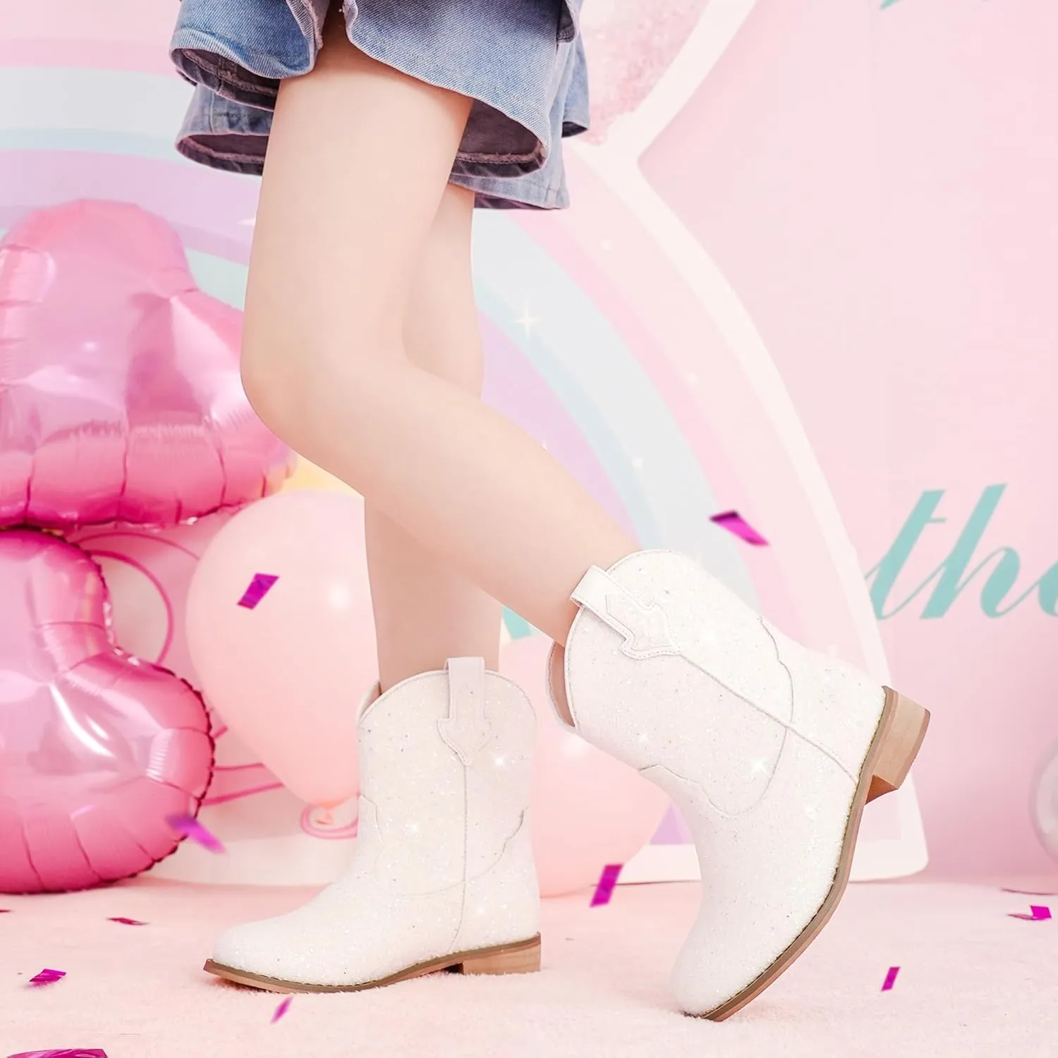 Toddler Girls Cowgirl Boots Western Glitter Cowboy Boot Ankle Boots Little Kids Big Kid Horse Riding Shoes Party Birthday Dress Up