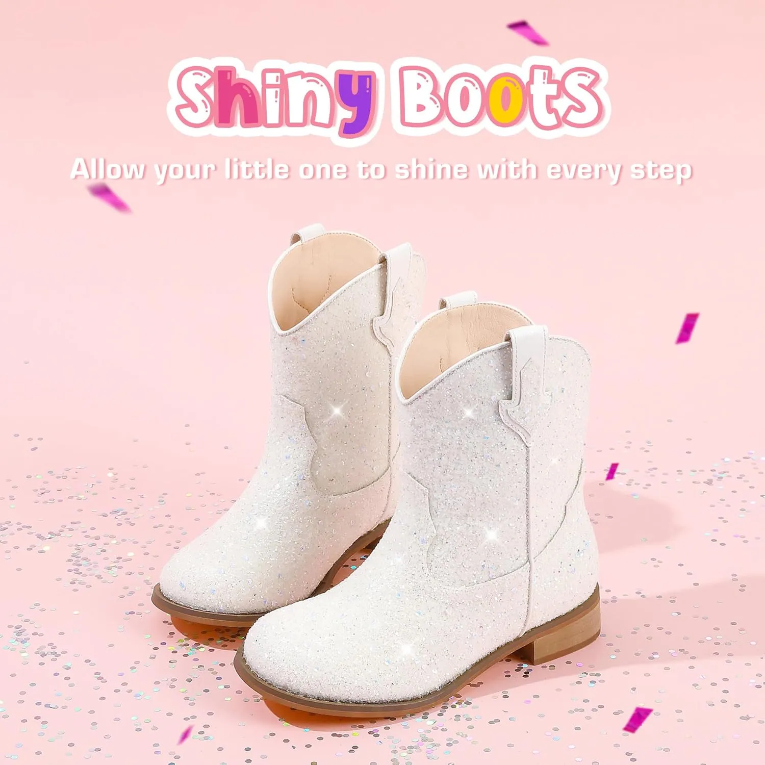 Toddler Girls Cowgirl Boots Western Glitter Cowboy Boot Ankle Boots Little Kids Big Kid Horse Riding Shoes Party Birthday Dress Up