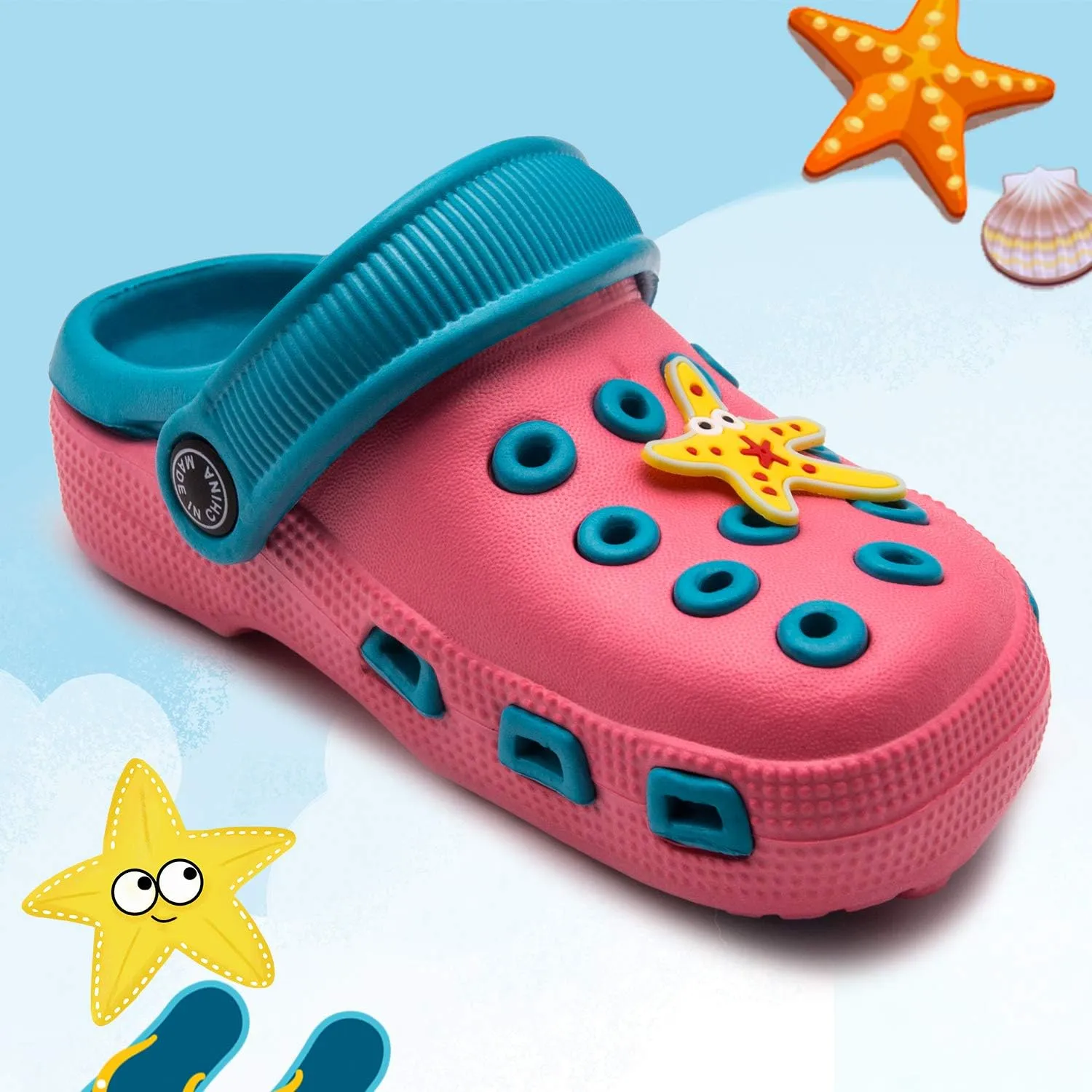 Toddler Little Kids Clogs Slip On Girls Boys Garden Clogs Summer Non-Slip Lightweight Slide Sandals Shoes Pool Shower Beach Slippers