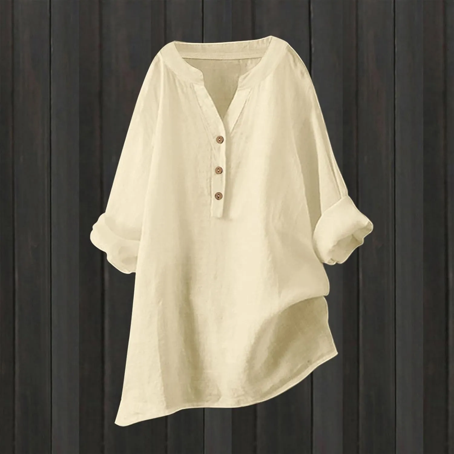 Trendy Tops for Women 2025 Summer Cotton Linen Shirts Trendy Long Sleeve Work Gauze Tops Boho Beach Henley T-Shirts