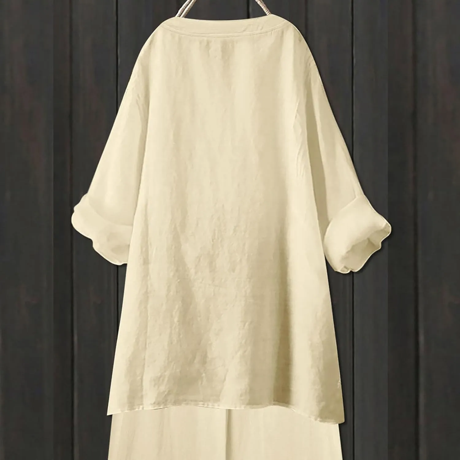 Trendy Tops for Women 2025 Summer Cotton Linen Shirts Trendy Long Sleeve Work Gauze Tops Boho Beach Henley T-Shirts
