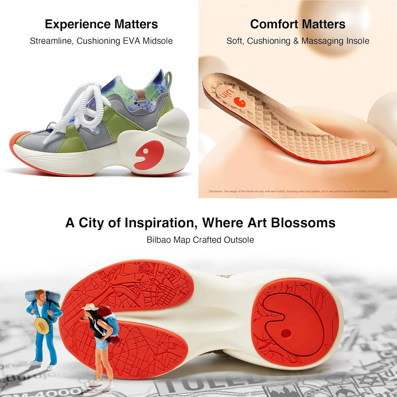 UIN Women's Fashion Sneakers Walking Art Travel Shoes Bilbao