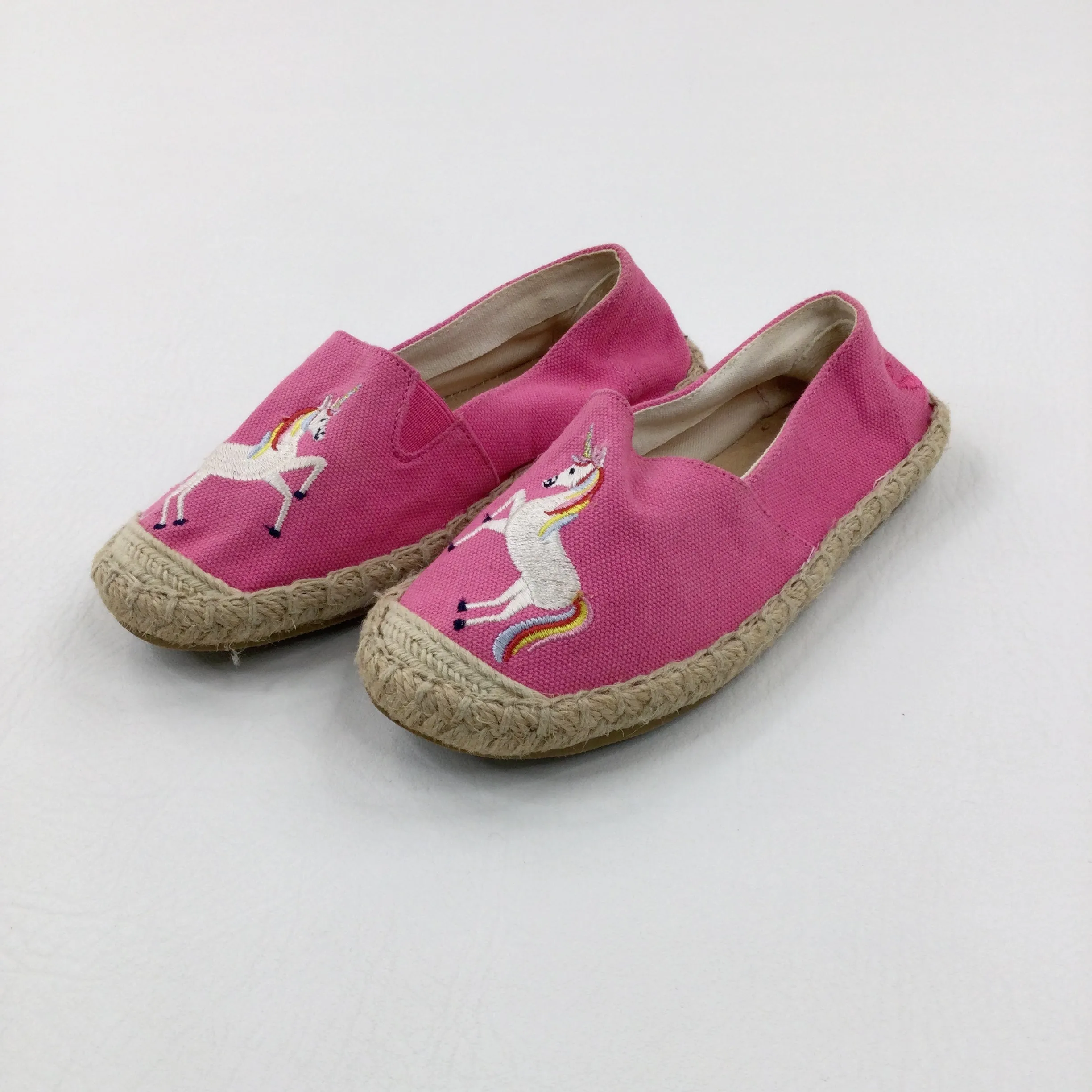Unicorn Embroidered Pink Espadrilles - Girls - Shoe Size 12