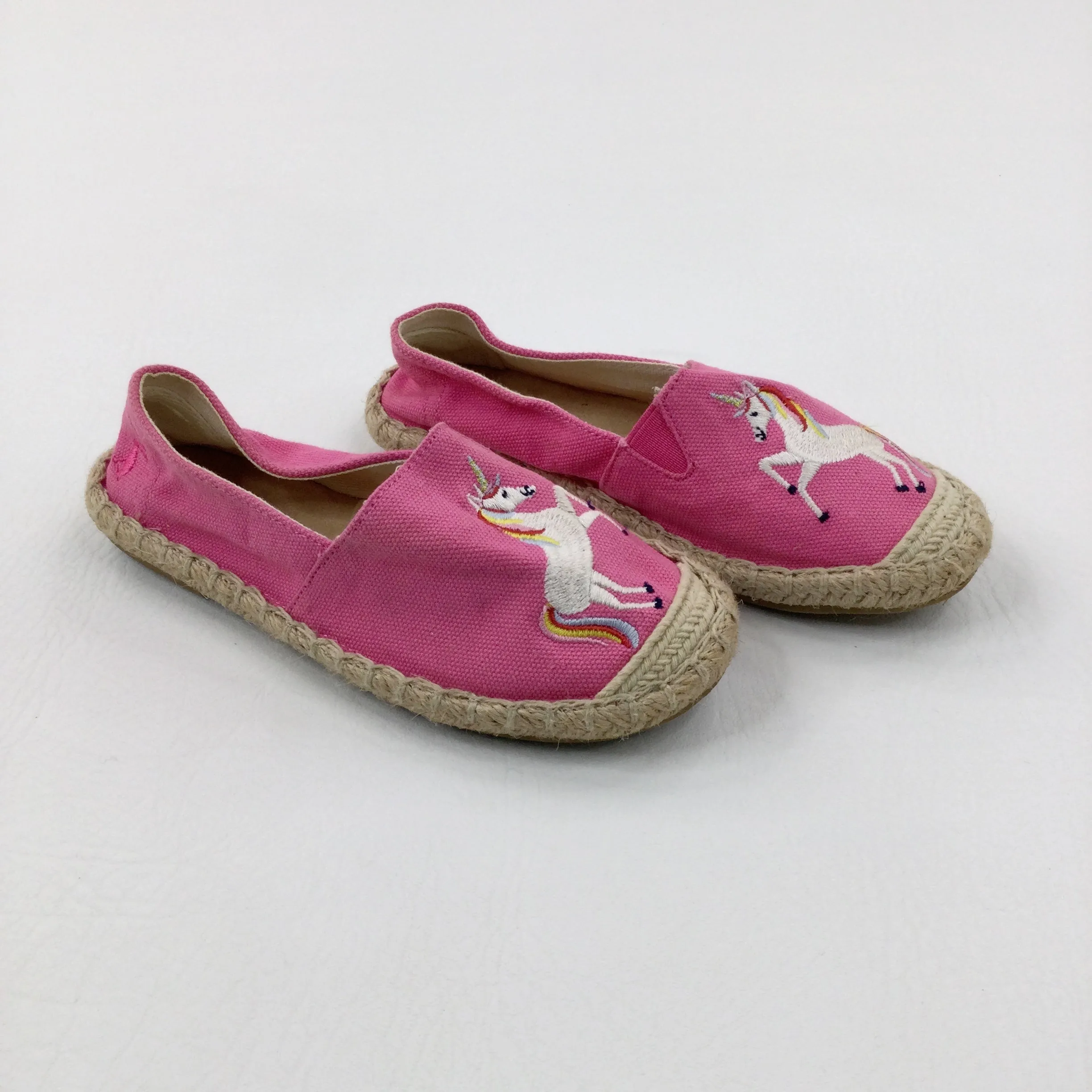 Unicorn Embroidered Pink Espadrilles - Girls - Shoe Size 12
