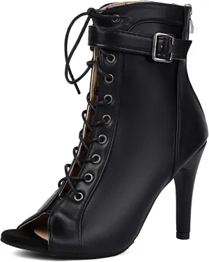 UTIKLIOU Women's Peep Toe Stilettos High Heel Sandals Lace Up Summer Boots Buckle Strap Dance Party Sexy Pump Shoes Open toe Gladiator Sandals