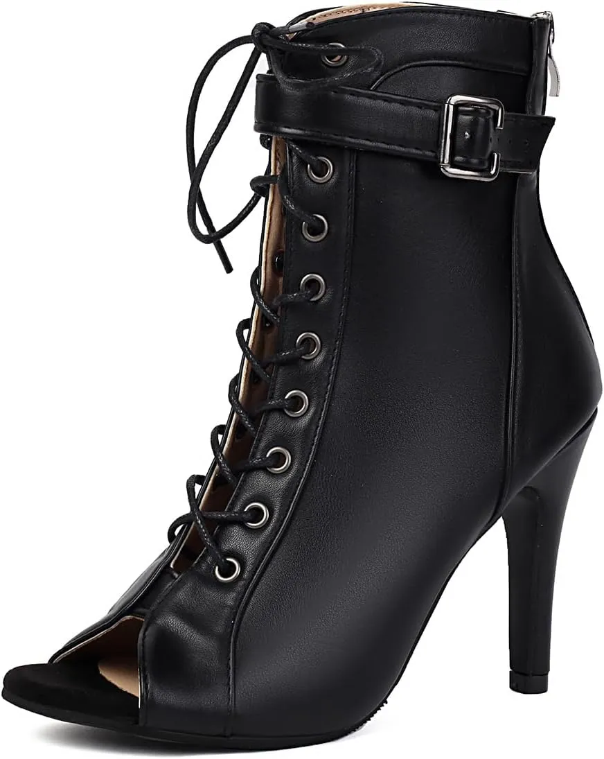 UTIKLIOU Women's Peep Toe Stilettos High Heel Sandals Lace Up Summer Boots Buckle Strap Dance Party Sexy Pump Shoes Open toe Gladiator Sandals