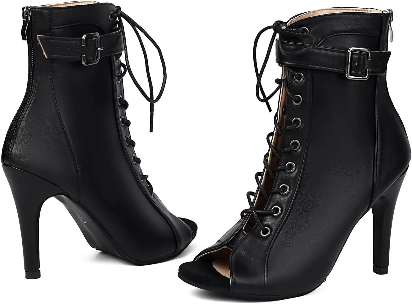 UTIKLIOU Women's Peep Toe Stilettos High Heel Sandals Lace Up Summer Boots Buckle Strap Dance Party Sexy Pump Shoes Open toe Gladiator Sandals