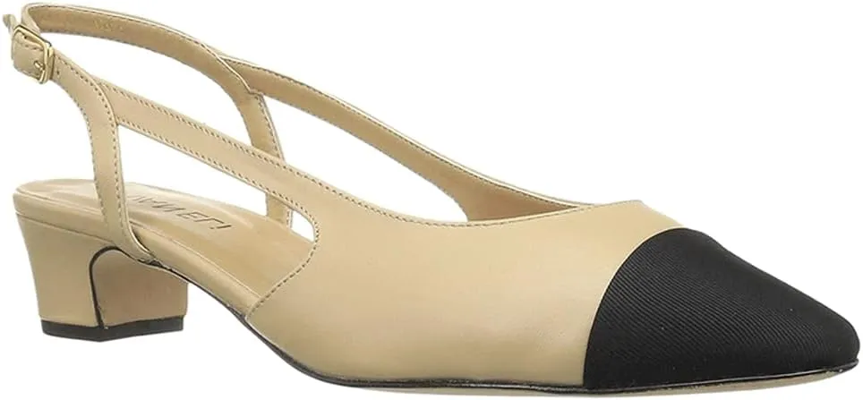 VANELi Womens Aliz Round Toe Slingback Pumps Dress Casual Low Heel 1-2" - Black