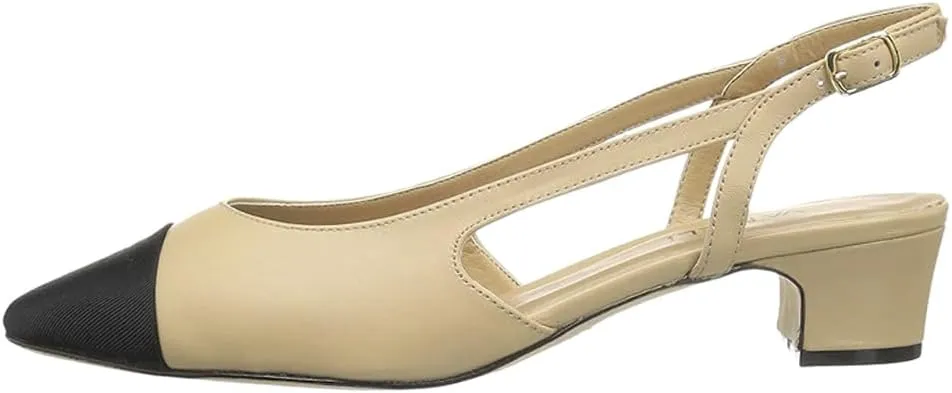 VANELi Womens Aliz Round Toe Slingback Pumps Dress Casual Low Heel 1-2" - Black