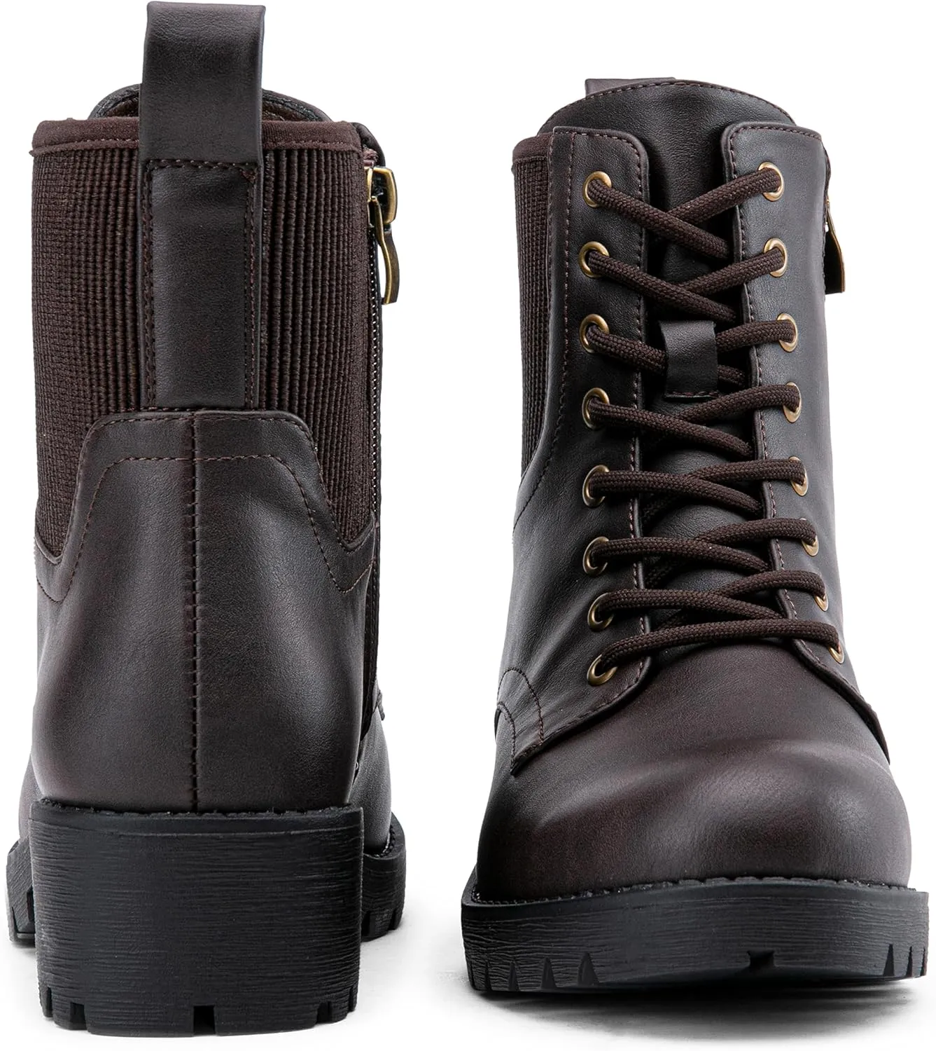 Vepose Women's Ankle Boots, Combat Lace up Booties with Inside Zipper