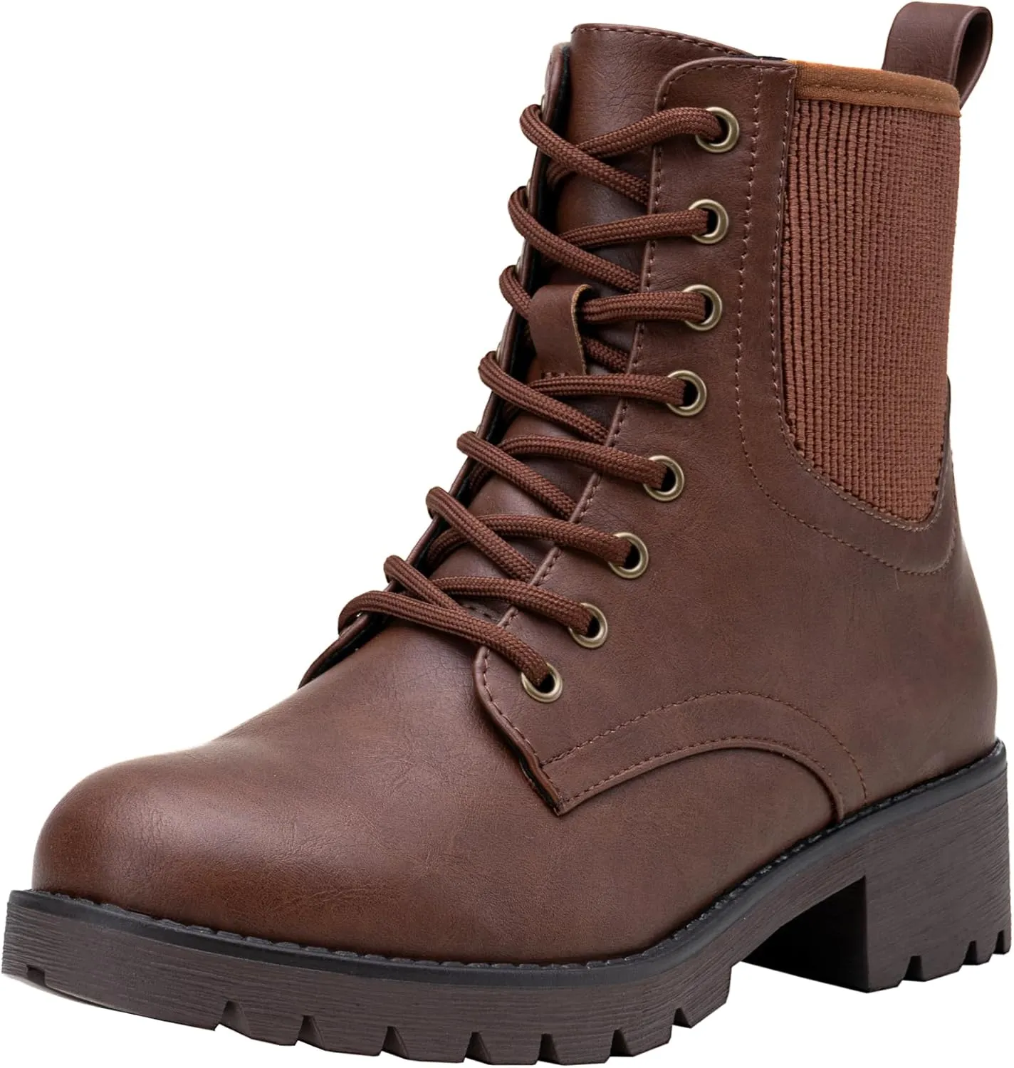 Vepose Women's Ankle Boots, Combat Lace up Booties with Inside Zipper