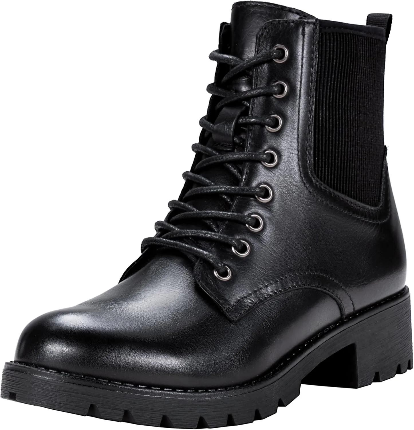 Vepose Women's Ankle Boots, Combat Lace up Booties with Inside Zipper
