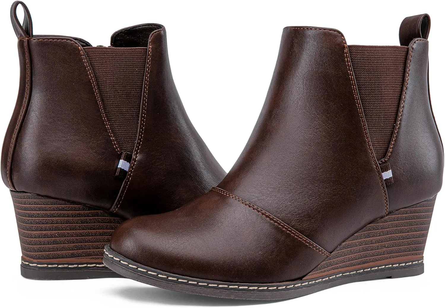 Vepose Women's Chelsea Ankle Boots Wedge Heel Booties Casual Shoes for Women