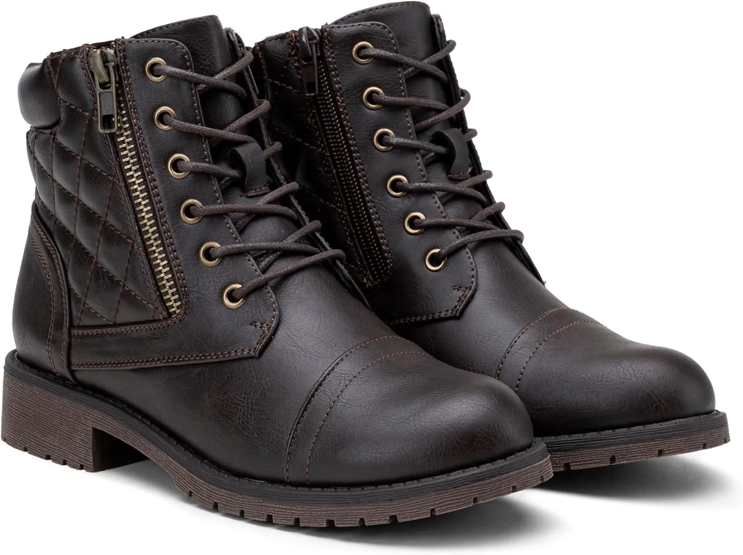 Vepose Women's Combat Ankle Boots, Lace up Comfortable Booties Low Heel