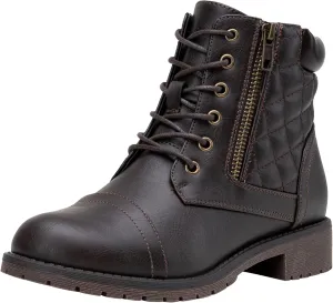 Vepose Women's Combat Ankle Boots, Lace up Comfortable Booties Low Heel