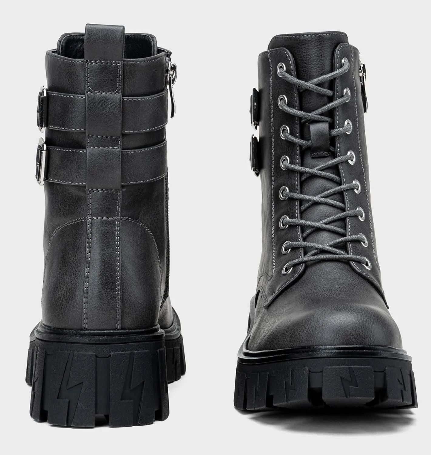 Vepose Women's Combat Boots, Platform Ankle Booties Lace up Chunky Heel with Inner Zipper