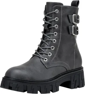 Vepose Women's Combat Boots, Platform Ankle Booties Lace up Chunky Heel with Inner Zipper