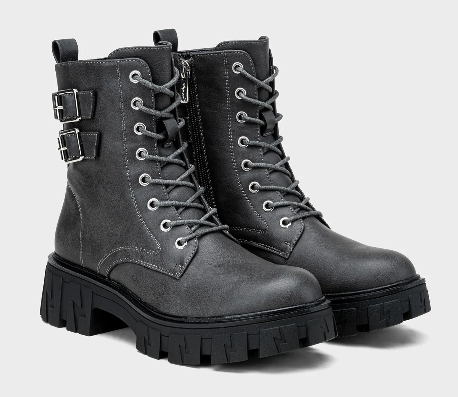 Vepose Women's Combat Boots, Platform Ankle Booties Lace up Chunky Heel with Inner Zipper