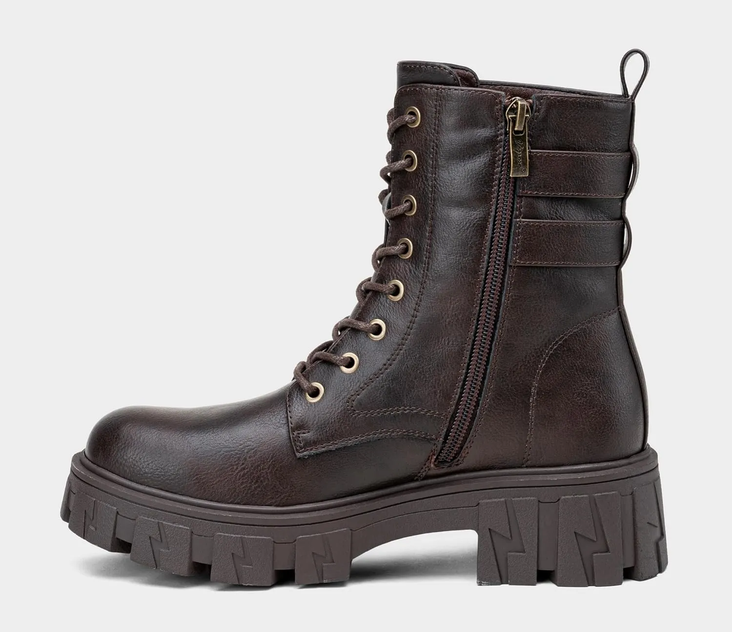 Vepose Women's Combat Boots, Platform Ankle Booties Lace up Chunky Heel with Inner Zipper