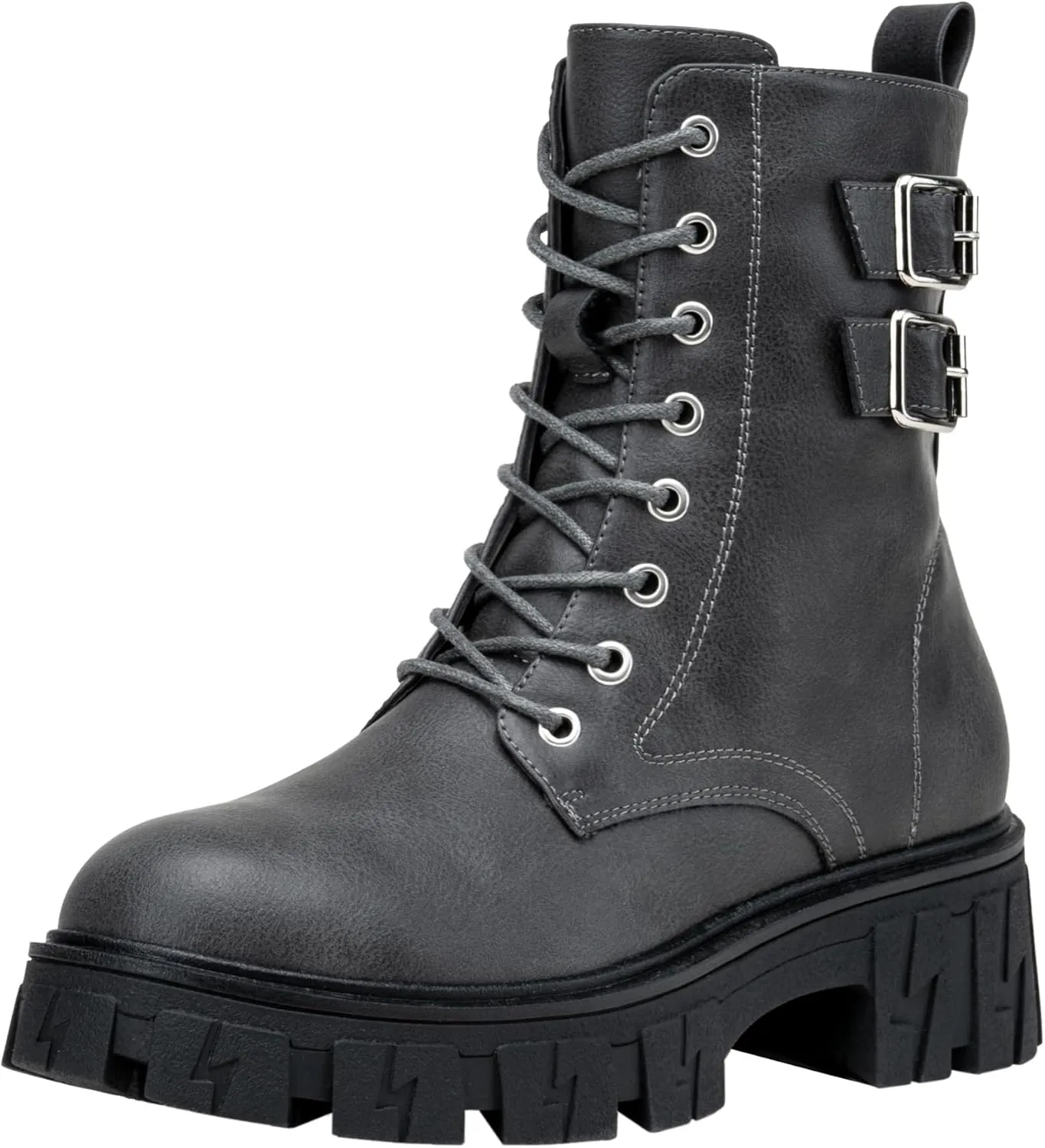 Vepose Women's Combat Boots, Platform Ankle Booties Lace up Chunky Heel with Inner Zipper
