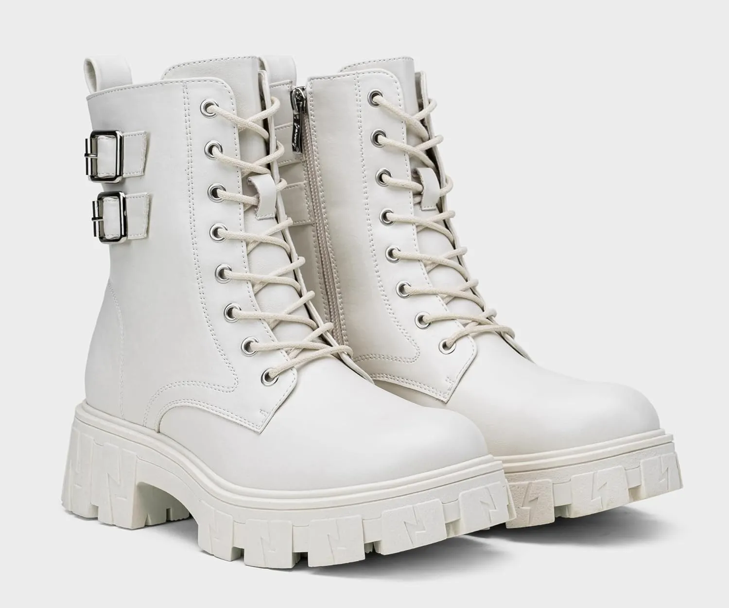 Vepose Women's Combat Boots, Platform Ankle Booties Lace up Chunky Heel with Inner Zipper