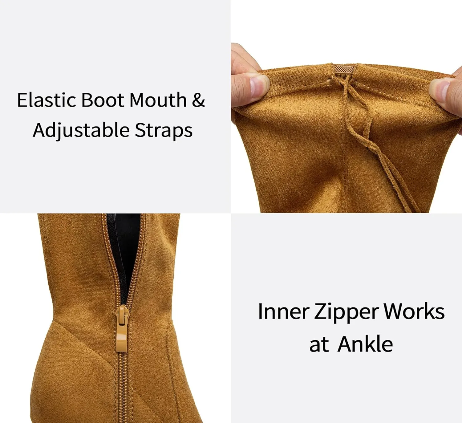 Vepose Women’s Thigh High Over The Knee Boots Suede Fashion Long 3.5 Inch Heel Boots with Zipper
