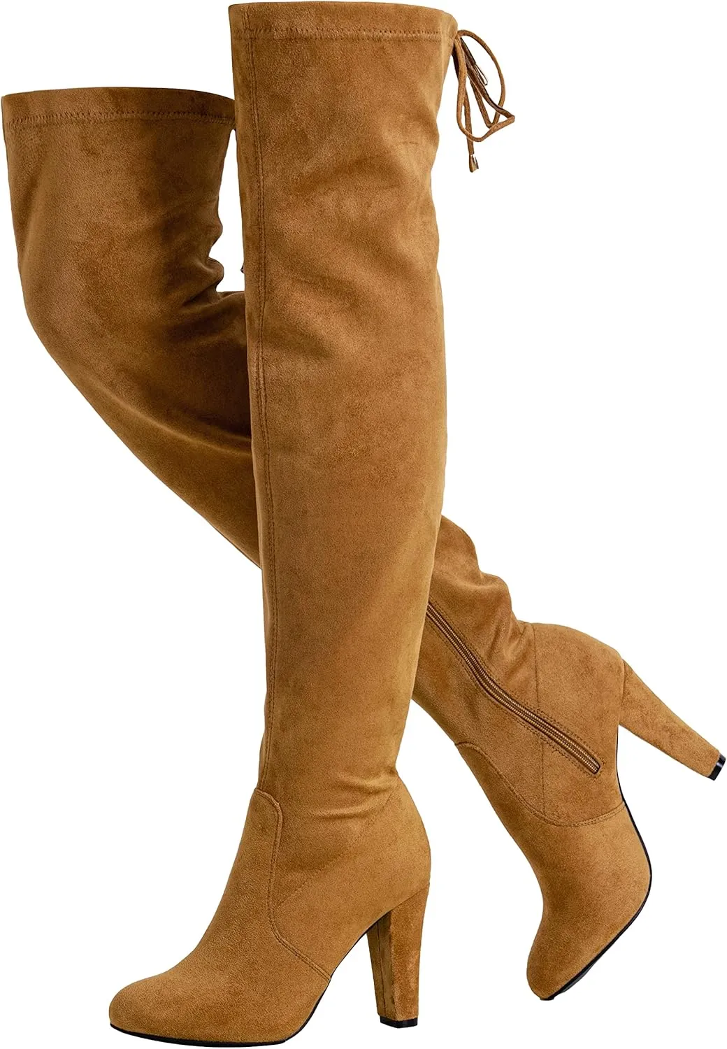 Vepose Women’s Thigh High Over The Knee Boots Suede Fashion Long 3.5 Inch Heel Boots with Zipper