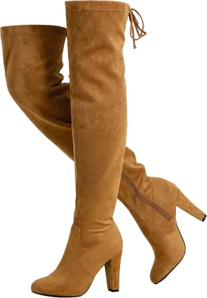 Vepose Women’s Thigh High Over The Knee Boots Suede Fashion Long 3.5 Inch Heel Boots with Zipper