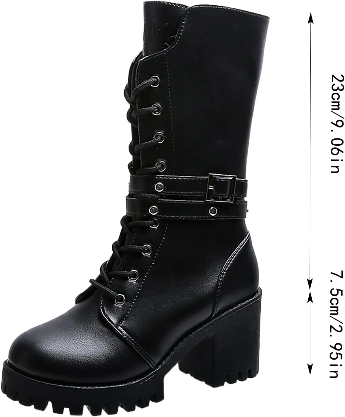 Victorian Boots for Women Women's Ankle Bootie Winter Lace up Mid Calf Military Combat Boots Vintage Party Boots