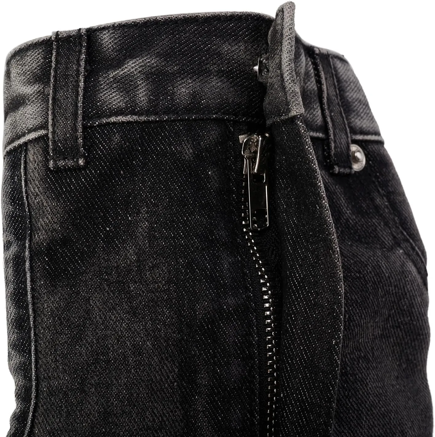Vintage Denim Stiletto High Heeled Cowboy Pockets Boots for Women, Mid Wide Calf Round Toe with Metal Button for Fashion Dress Booties