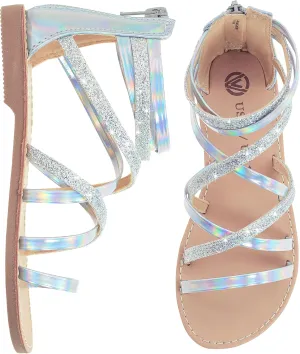 Vonair Girls Sandals Strappy Gladiator with Zipper Comfort Summer Shoes