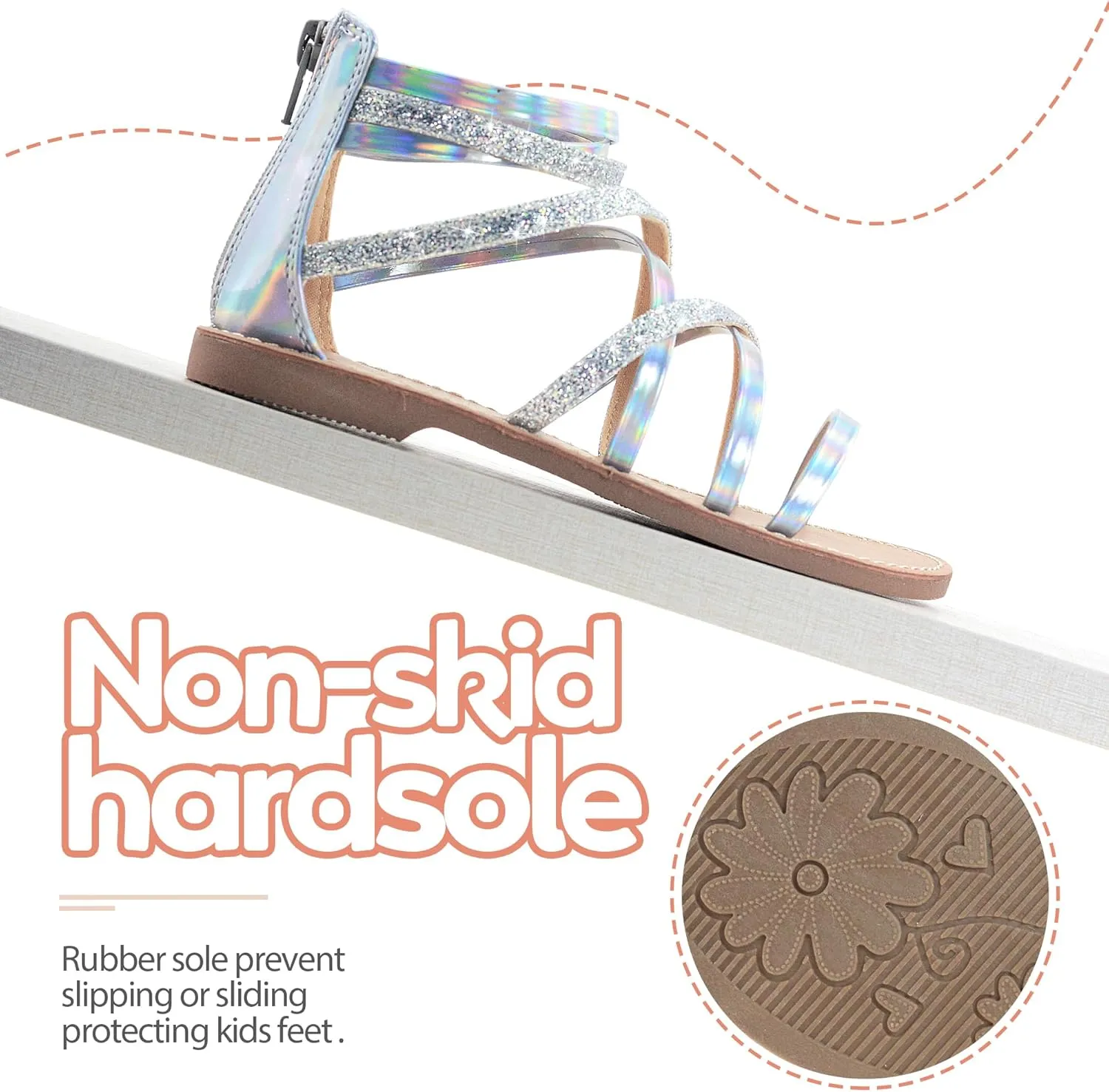 Vonair Girls Sandals Strappy Gladiator with Zipper Comfort Summer Shoes
