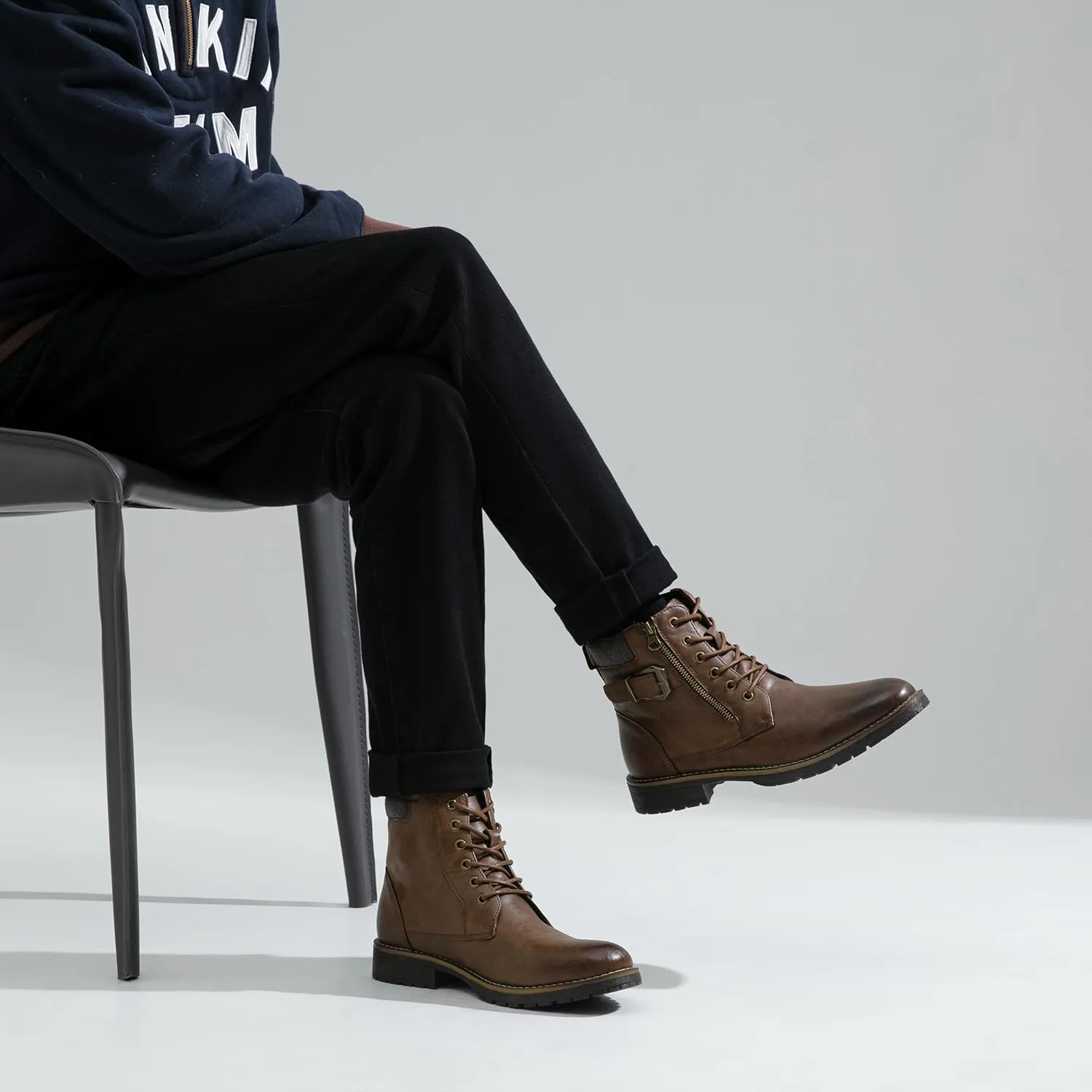 Vostey Men's Boots Boots for Men Casual Boots Motorcycle Combat Ankle Dress Boots Mens