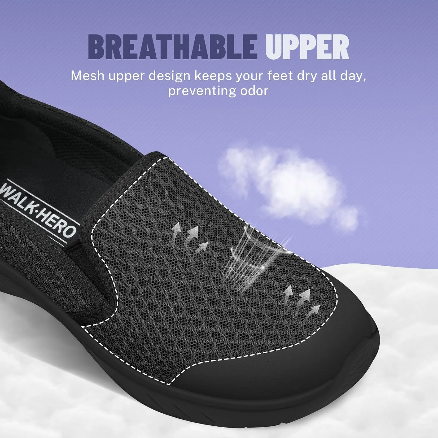 Walking Shoes Women for Plantar Fasciitis, Lightweight Orthopedic Womens Slip on Shoes, Breathable Mesh Upper Casual Loafers for Women with Flexible Instep