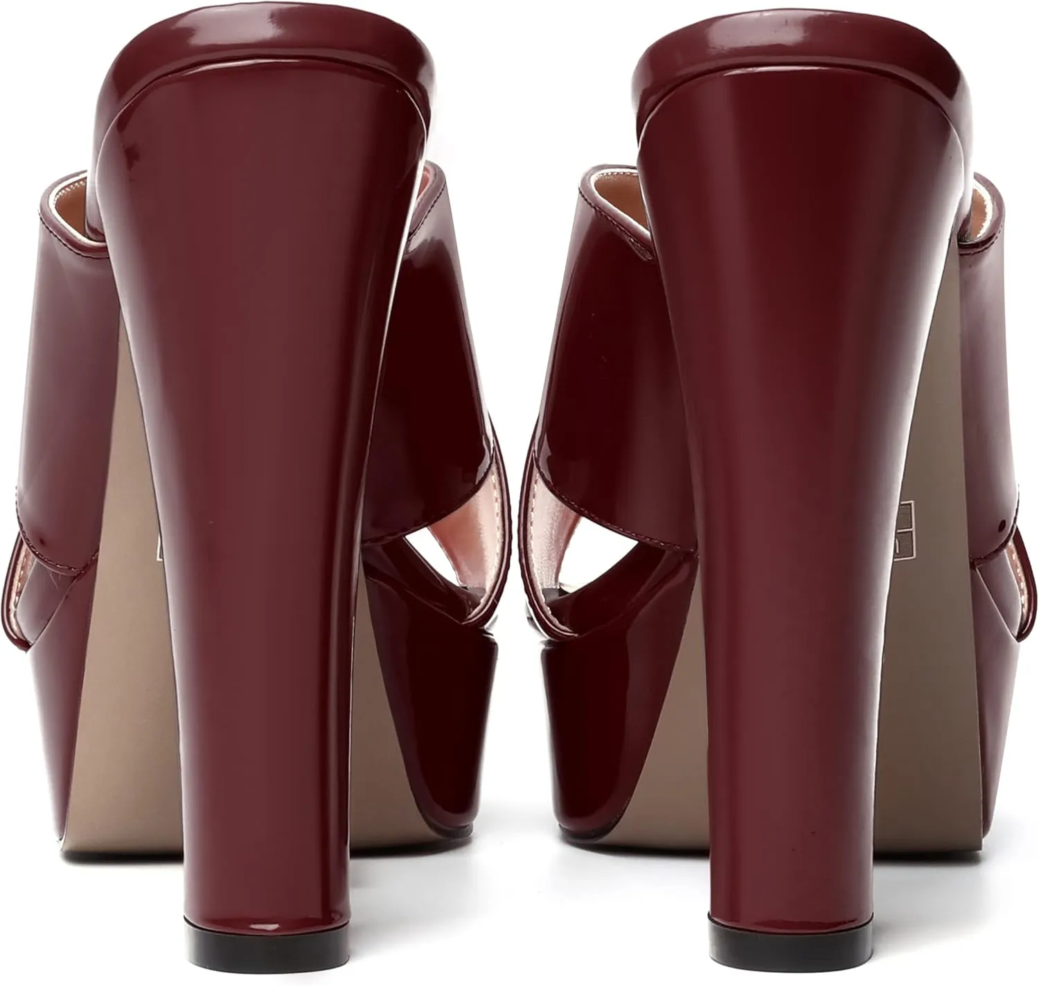WAYDERNS Womens Slip On Patent Peep Toe Dating Fashion Block High Heel Platforms Sandals 5 Inch