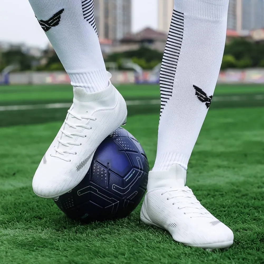WILTENA Unisex Fashion Womens High Top Lightweight Soccer Cleats Mens Classic Football Boots Shoes