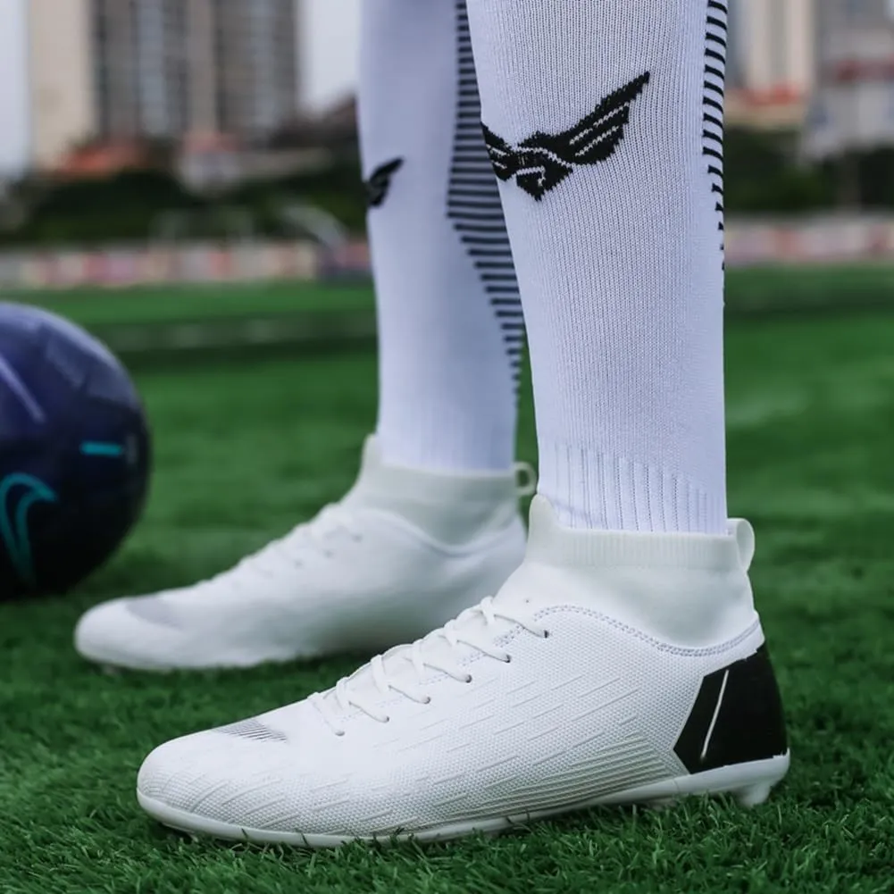 WILTENA Unisex Fashion Womens High Top Lightweight Soccer Cleats Mens Classic Football Boots Shoes