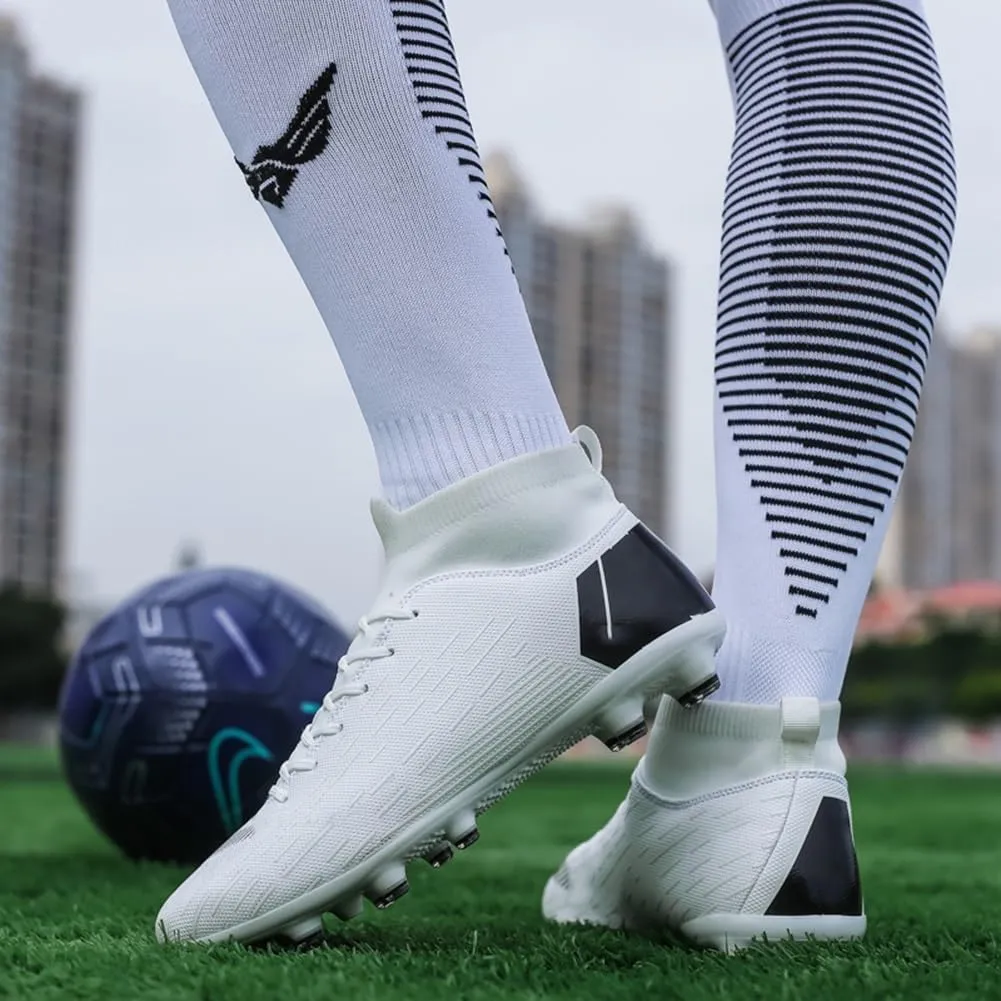 WILTENA Unisex Fashion Womens High Top Lightweight Soccer Cleats Mens Classic Football Boots Shoes