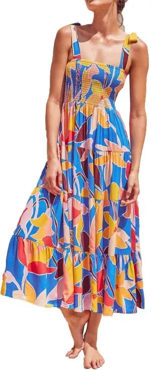 Women 2024 Summer Floral Print Boho Dress Spaghetti Straps Ruffle A Line Beach Long Maxi Dress