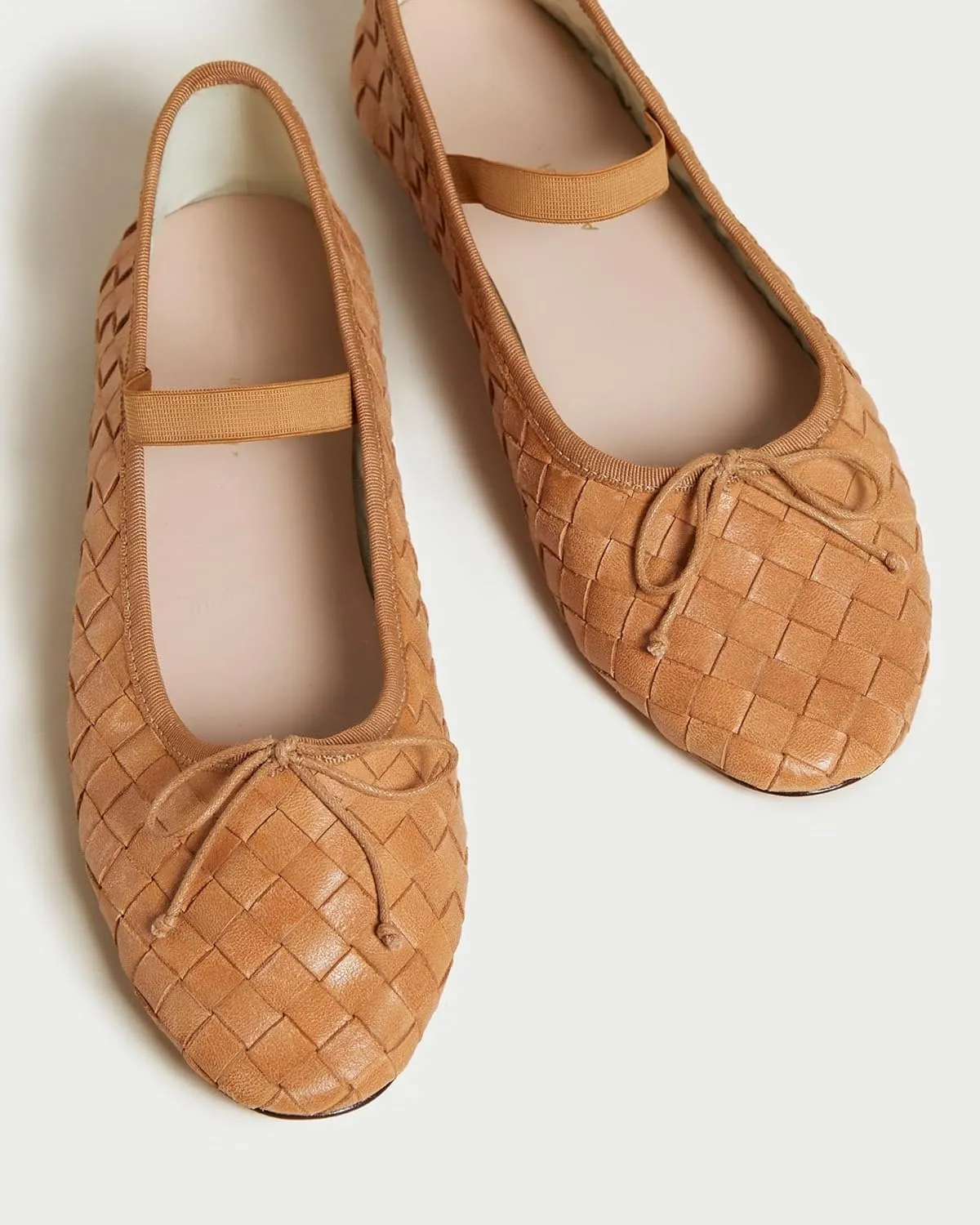 Women Woven Ballet Flats Round Toe Mary Jane Shoes Casual Comfortable Dressy Shoes with Bow