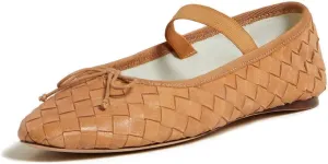 Women Woven Ballet Flats Round Toe Mary Jane Shoes Casual Comfortable Dressy Shoes with Bow
