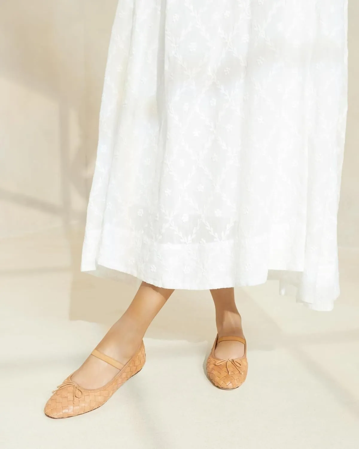 Women Woven Ballet Flats Round Toe Mary Jane Shoes Casual Comfortable Dressy Shoes with Bow