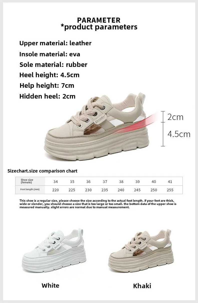 Women's 2025 Summer Lace-Up Platform Sandals, Breathable Mesh Casual Shoes with Height-Increase Sole, Lightweight Non-Slip Sneakers for Women