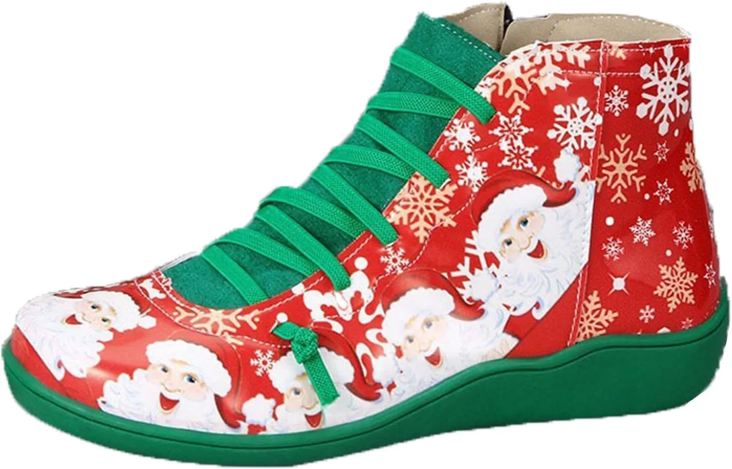Women's Ankle Boots Fashion Faux Leather All-Match Shoes Calf Boots Lace-up Side Zipper Platform Winter Snow Boot
