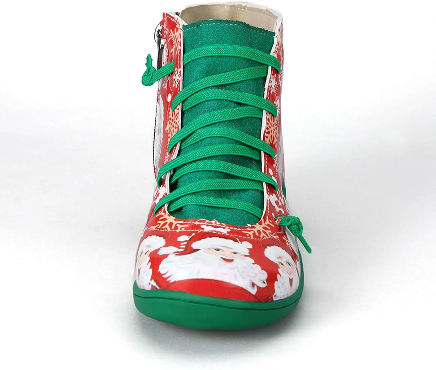 Women's Ankle Boots Fashion Faux Leather All-Match Shoes Calf Boots Lace-up Side Zipper Platform Winter Snow Boot