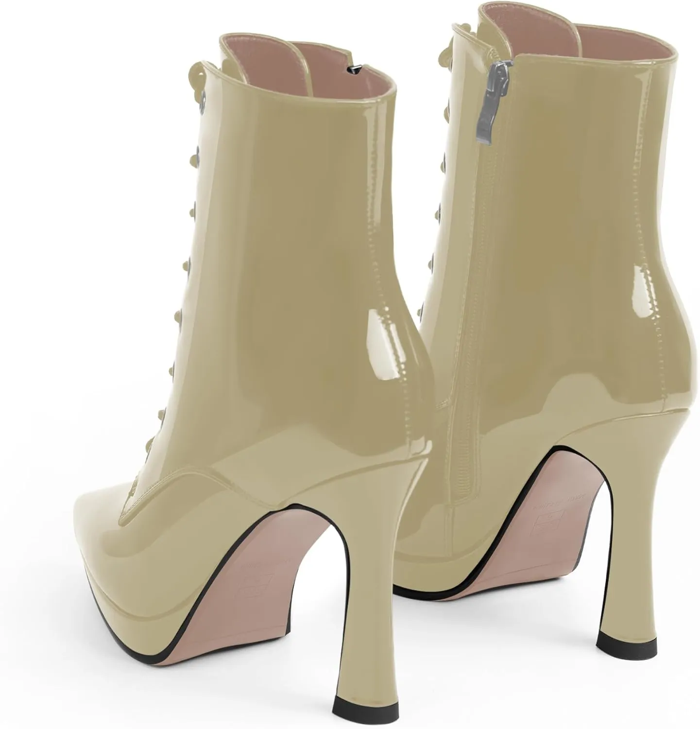 Women's Ankle Boots Platform Stilettos High Heel Pointed Toe Lace Up Dress Booties