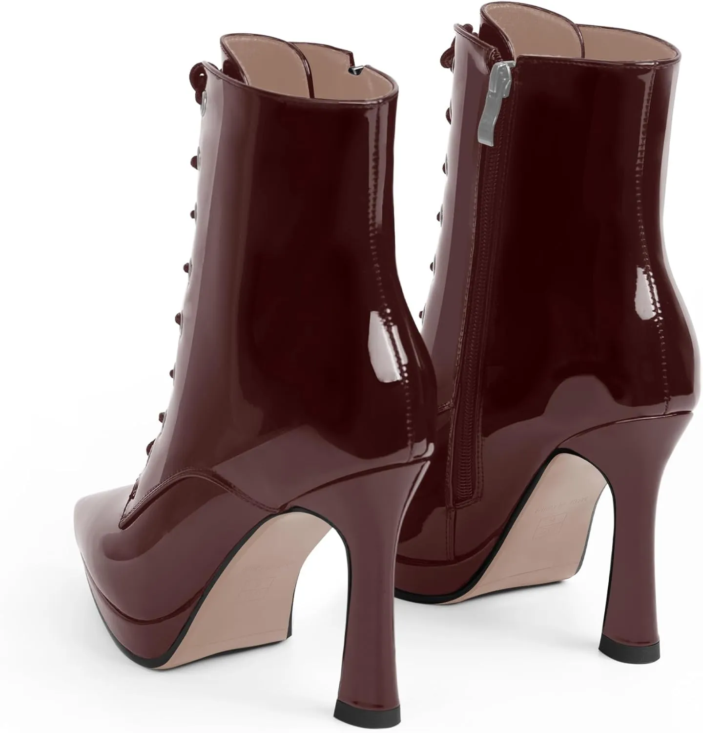 Women's Ankle Boots Platform Stilettos High Heel Pointed Toe Lace Up Dress Booties