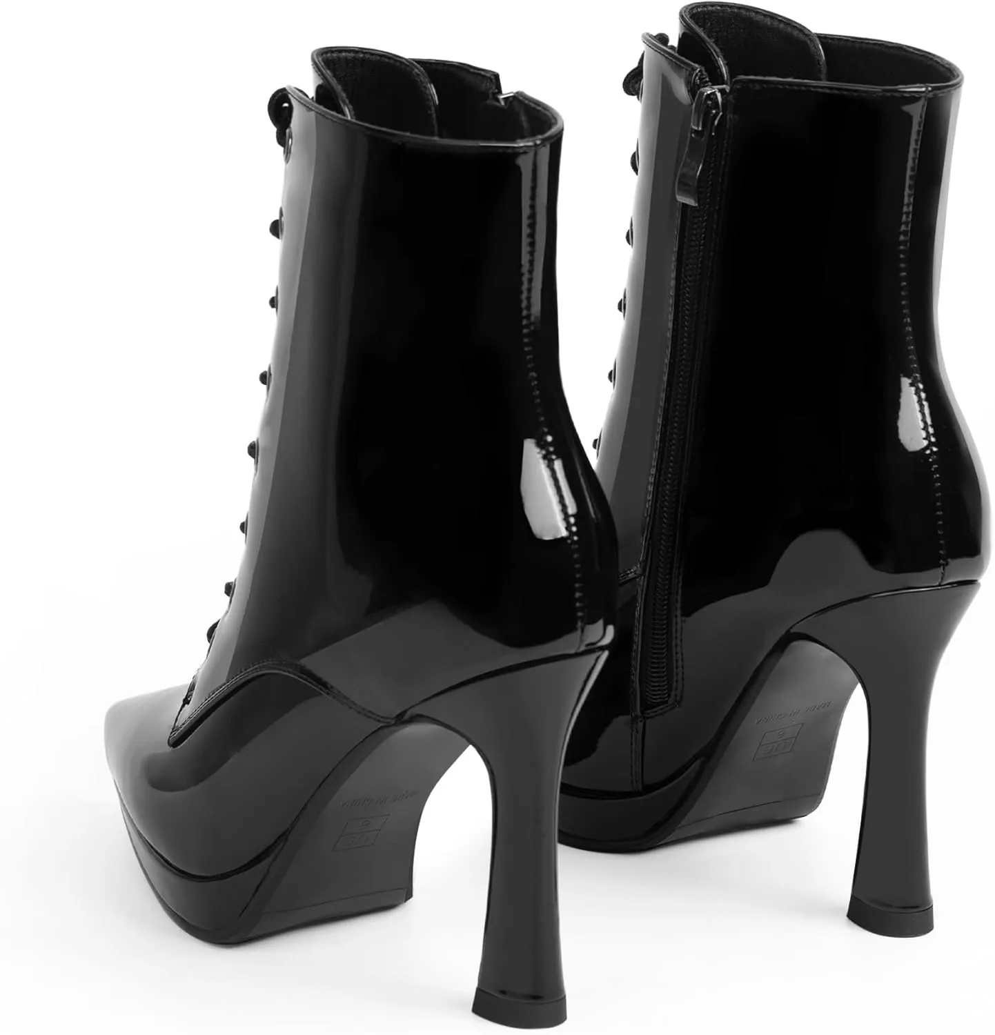Women's Ankle Boots Platform Stilettos High Heel Pointed Toe Lace Up Dress Booties
