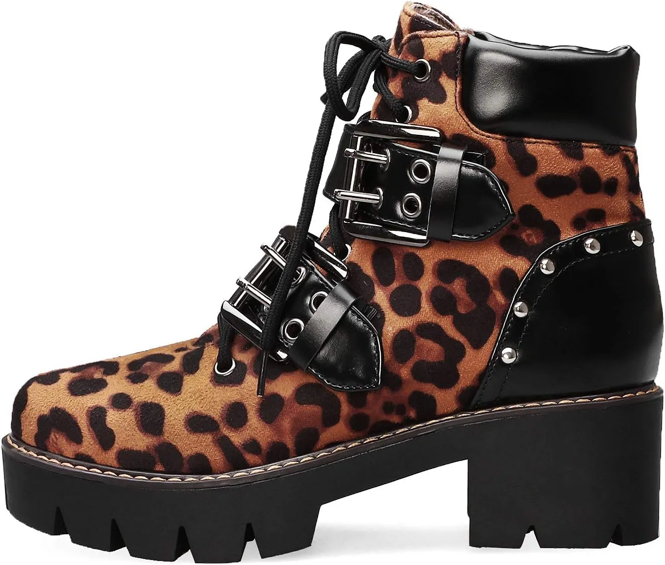 Women's Black Lace up Goth Platform Boots, Chunky Block Ankle Gothic Combat Boots, Cosplay Fashion Punk Boots Shoes