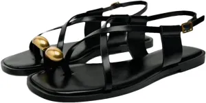 Womens Buckle Strap Back Strap Flat Heel Open Side Vamp Gladiator Sandals PU Upper Metal Decoration Rome Casual Summer Sandals